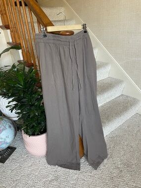 A New Day Earth Brown Linen Blend Wide Leg Pants